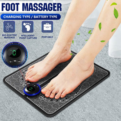 Ems Foot Massager Mat Electric Usb Charging Smart Display Tens Acupuncture Feet Cushion Blood Circulation Pad Health Care Home - H&A Accessorize