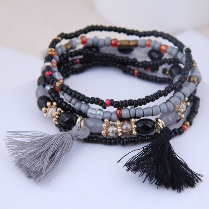 Bohemian Clan Style Mix And Match Rice Beads Accessories Tassel Temperament Multi-layer Bracelet - H&A Accessorize