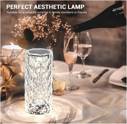 Diamond Rose Crystal Lamp Bedside Acrylic Usb Rechargeable Table Lamp - H&A Accessorize