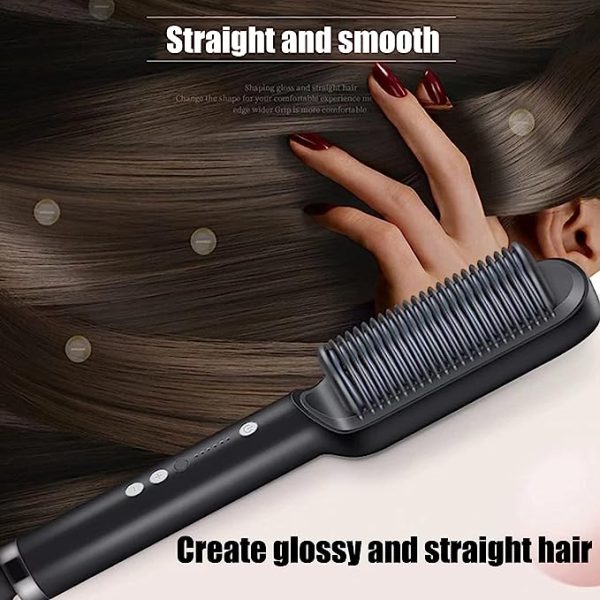 Electric Hair Straightener Iron Brush Straight Hair Comb 2-in-1 Hair Straightener Curling Professional Styling Brush Hair Curler & Straightener For Women (Best Quality) - H&A Accessorize