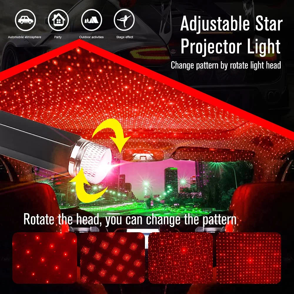 Car Roof Projection Light Usb Portable Star Night Light Adjustable Led Galaxy Atmosphere Light Interior Ceiling Projector - H&A Accessorize