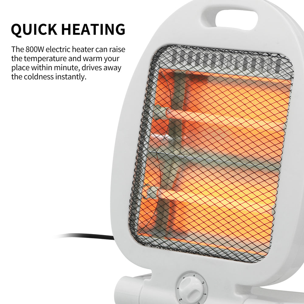 Renova 800W Instant Heating Portable Electric Quartz Heater With Auto Tip-Over Protection - H&A Accessorize