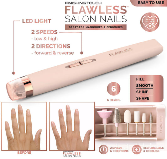 Flawless Nail Buff Kit                   Flawless Salon Nails Manicure & Pedicure Kit (USB Rechargeable) - H&A Accessorize