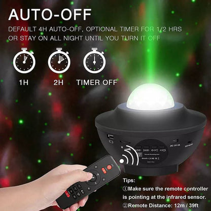 Led Star Ocean Wave Projector Night Light Galaxy Starry Sky Night Projector Night Lamp With Music Bluetooth Speaker - H&A Accessorize