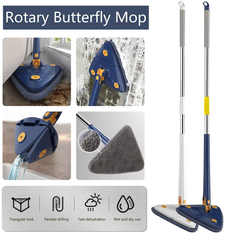 Adjustable 360 Degree Rotatable Butterfly Triangle Cleaning Mop - H&A Accessorize