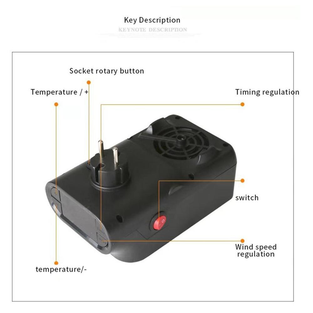900W Mini Electric Fan Heater Remote Control Portable Plug-In Room Heater Air Heating - H&A Accessorize