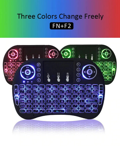 3 Colors LED Backlit Mini Wireless Keyboard 2.4ghz With Touchpad Remote Control - H&A Accessorize